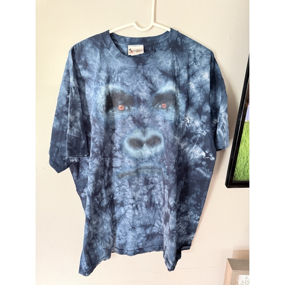 Vintage Men's Walt Disney World Blue Tie Dyed Gorilla Tshirt Large Preshrunk